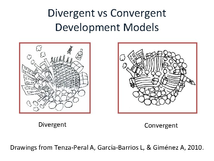 Divergent vs Convergent Development Models Divergent Convergent Drawings from Tenza-Peral A, García-Barrios L, &