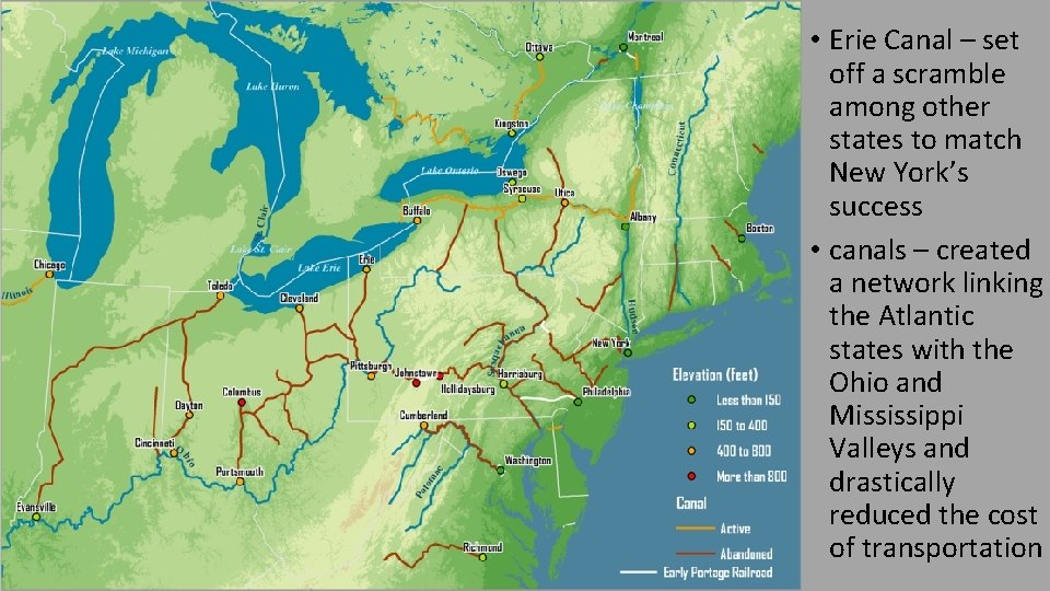  • Erie Canal – set off a scramble among other states to match