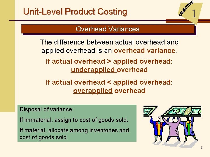 Unit-Level Product Costing 1 Overhead Variances The difference between actual overhead and applied overhead