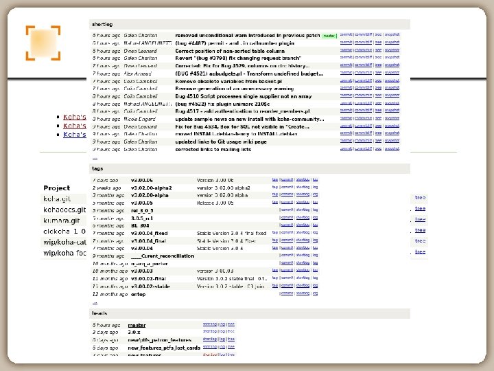 Outils de développement: git. koha-community. org 