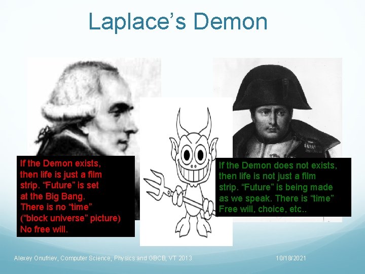 Laplace’s Demon If the Demon exists, then life is just a film strip. “Future”