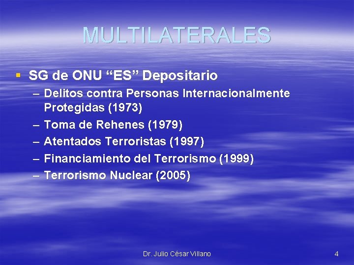 MULTILATERALES § SG de ONU “ES” Depositario – Delitos contra Personas Internacionalmente Protegidas (1973)