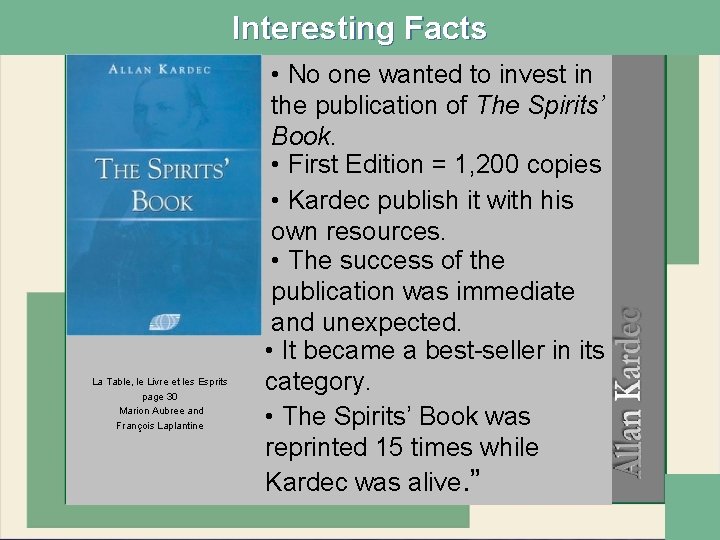 Interesting Facts La Table, le Livre et les Esprits page 30 Marion Aubree and