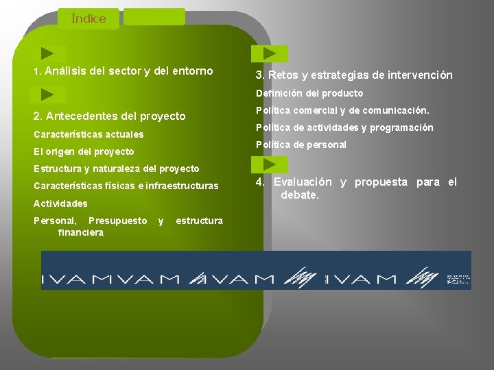 Índice 1. Análisis del sector y del entorno 3. Retos y estrategias de intervención