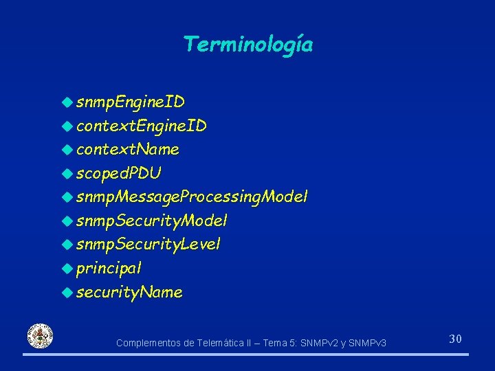 Terminología u snmp. Engine. ID u context. Name u scoped. PDU u snmp. Message.