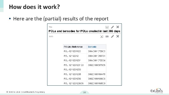 How does it work? • Here are the (partial) results of the report © How does it work? • Here are the (partial) results of the report ©