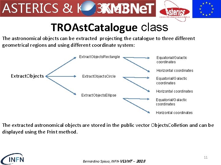 ASTERICS & KM 3 Ne. T TROAst. Catalogue class The astronomical objects can be