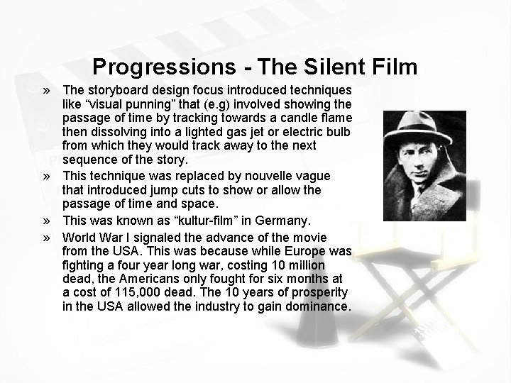 Progressions - The Silent Film » The storyboard design focus introduced techniques like “visual