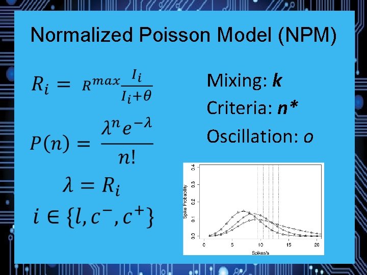 Normalized Poisson Model (NPM) Mixing: k Criteria: n* Oscillation: o 