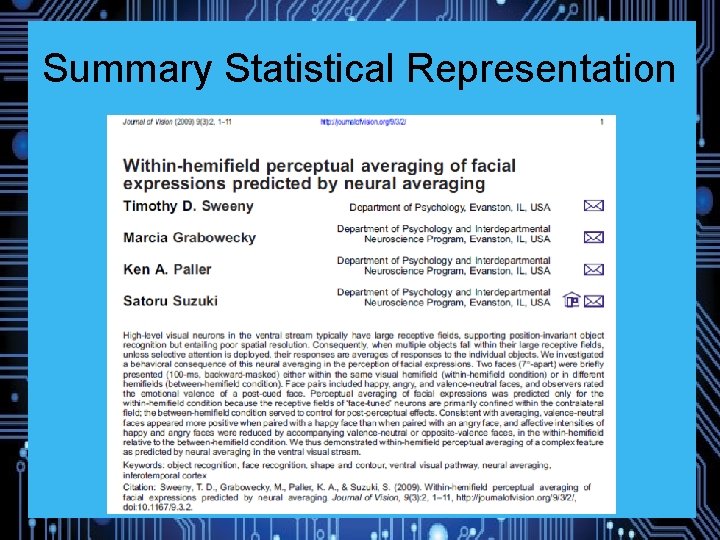 Summary Statistical Representation 