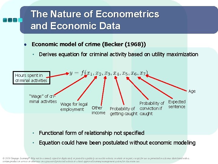 The Nature of Econometrics and Economic Data ● Economic model of crime (Becker (1968))