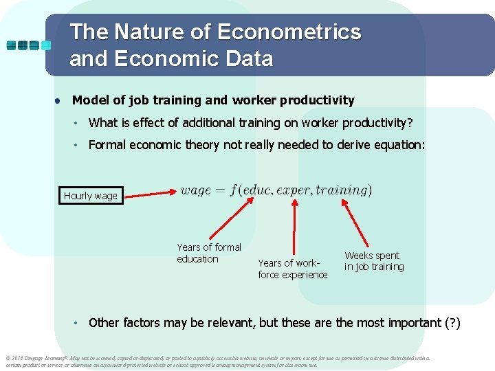 The Nature of Econometrics and Economic Data ● Model of job training and worker