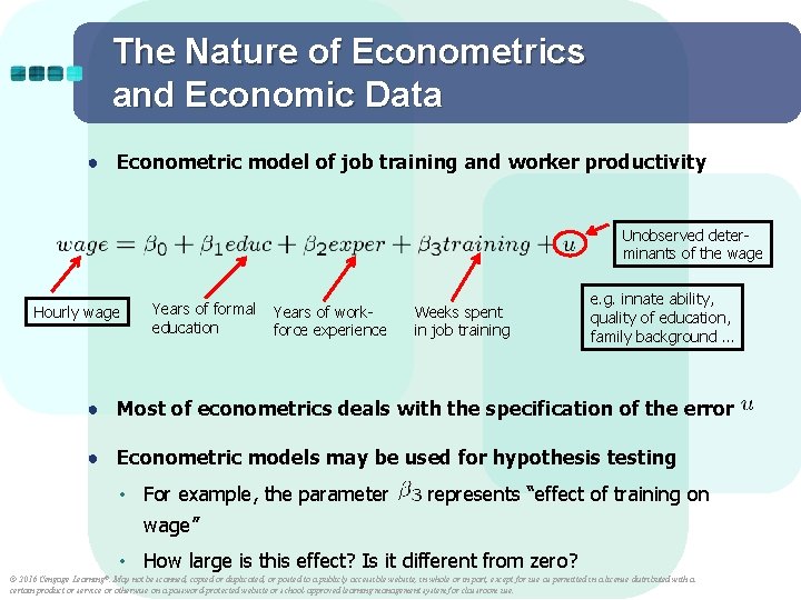 The Nature of Econometrics and Economic Data ● Econometric model of job training and