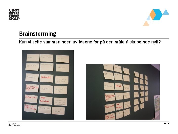 Brainstorming Kan vi sette sammen noen av ideene for på den måte å skape