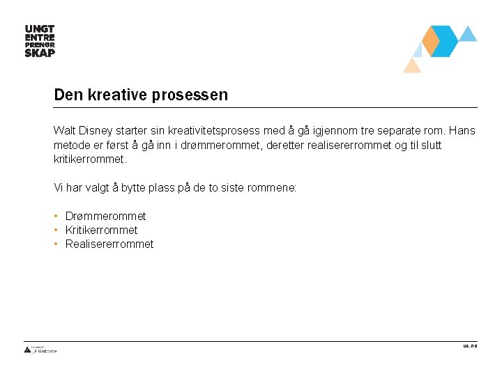 Den kreative prosessen Walt Disney starter sin kreativitetsprosess med å gå igjennom tre separate