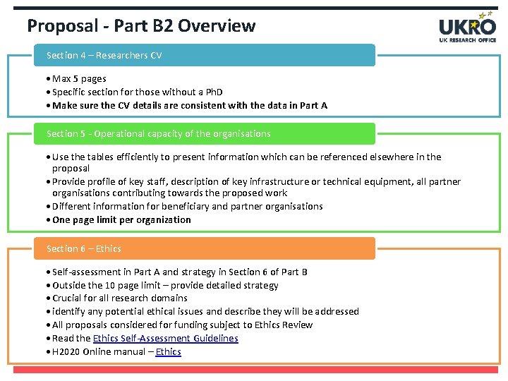 Proposal - Part B 2 Overview Section 4 – Researchers CV • Max 5