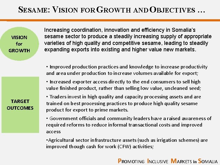 SESAME: VISION FOR GROWTH AND OBJECTIVES … VISION for GROWTH TARGET OUTCOMES Increasing coordination,