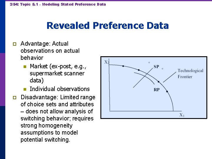 3/54: Topic 5. 1 – Modeling Stated Preference Data Revealed Preference Data p p