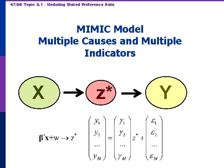 47/54: Topic 5. 1 – Modeling Stated Preference Data MIMIC Model Multiple Causes and