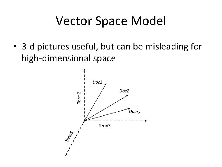 Vector Space Model • 3 -d pictures useful, but can be misleading for high-dimensional
