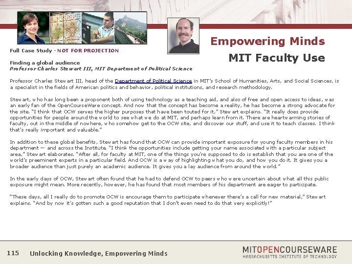 Empowering Minds Full Case Study - NOT FOR PROJECTION Finding a global audience Professor