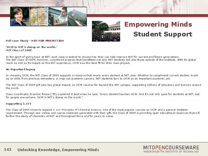 Empowering Minds Student Support Full Case Study - NOT FOR PROJECTION ‘OCW is MIT's