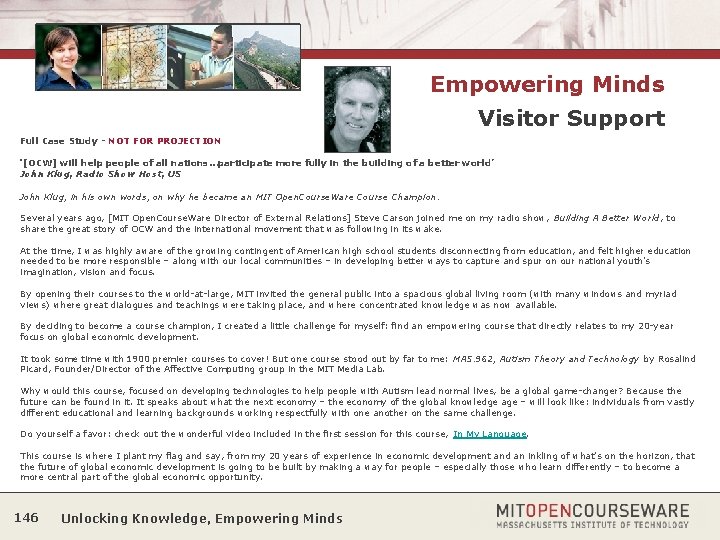 Empowering Minds Visitor Support Full Case Study - NOT FOR PROJECTION ‘[OCW] will help
