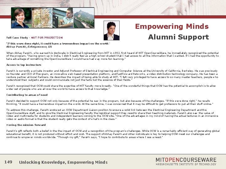 Empowering Minds Full Case Study - NOT FOR PROJECTION Alumni Support ‘If this were