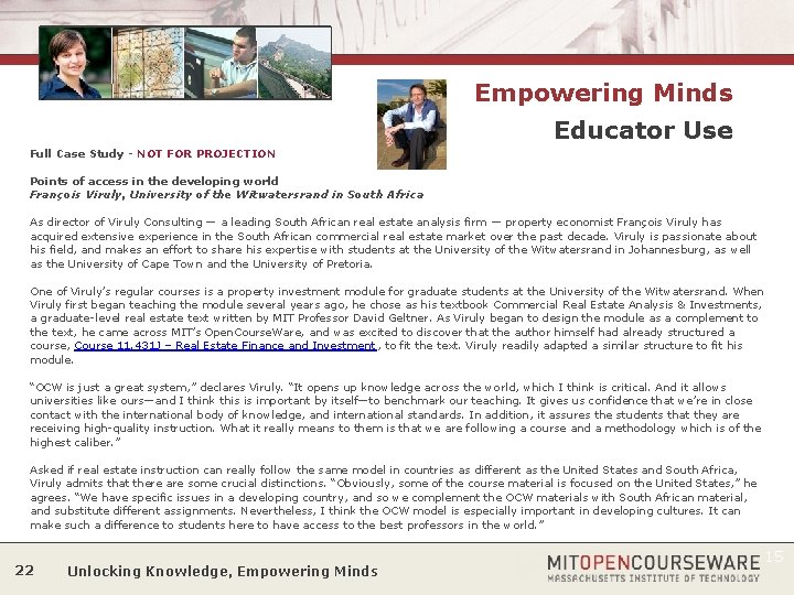 Empowering Minds Educator Use Full Case Study - NOT FOR PROJECTION Points of access
