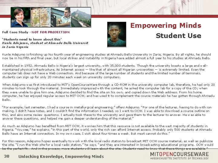 Empowering Minds Full Case Study - NOT FOR PROJECTION ‘Students need to know about