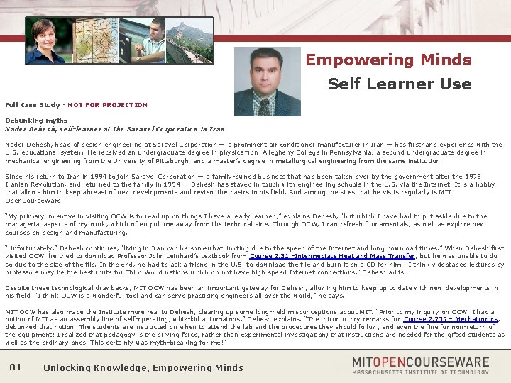 Empowering Minds Self Learner Use Full Case Study - NOT FOR PROJECTION Debunking myths