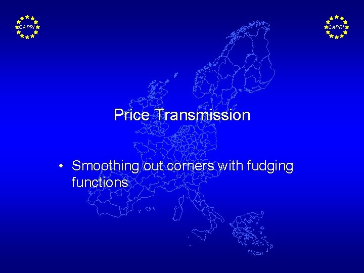 CAPRI Price Transmission • Smoothing out corners with fudging functions 