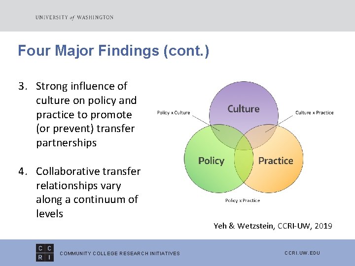 Four Major Findings (cont. ) 3. Strong influence of culture on policy and practice