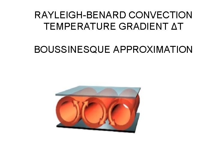 RAYLEIGH-BENARD CONVECTION TEMPERATURE GRADIENT ΔΤ BOUSSINESQUE APPROXIMATION 