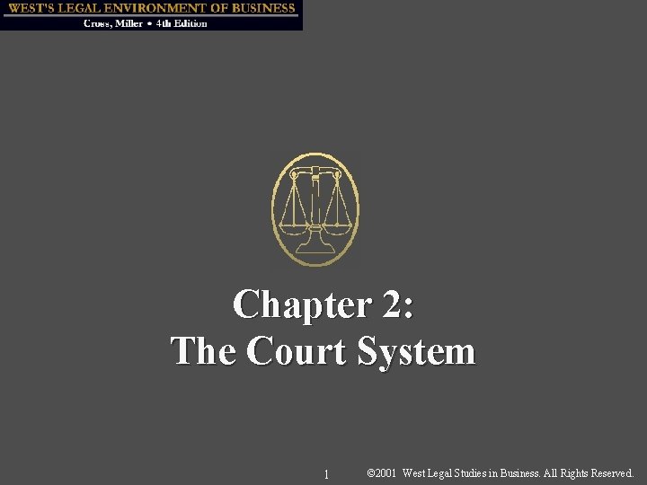 Chapter 2: The Court System 1 © 2001 West Legal Studies in Business. All