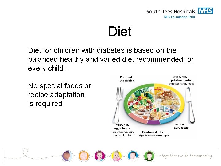 Diet for children with diabetes is based on the balanced healthy and varied diet