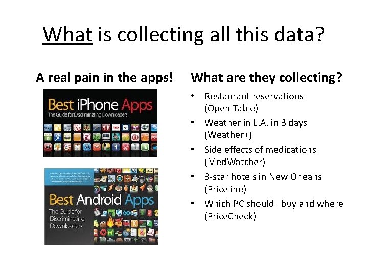What is collecting all this data? A real pain in the apps! What are