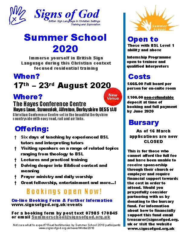 Signs of God British Sign Language in Christian Settings Training and Exploration Summer School