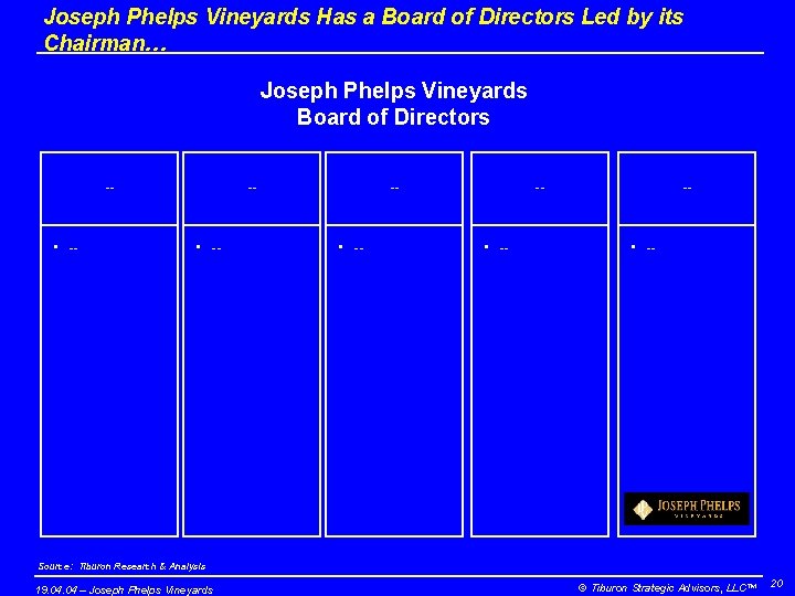 Joseph Phelps Vineyards Has a Board of Directors Led by its Chairman… Joseph Phelps