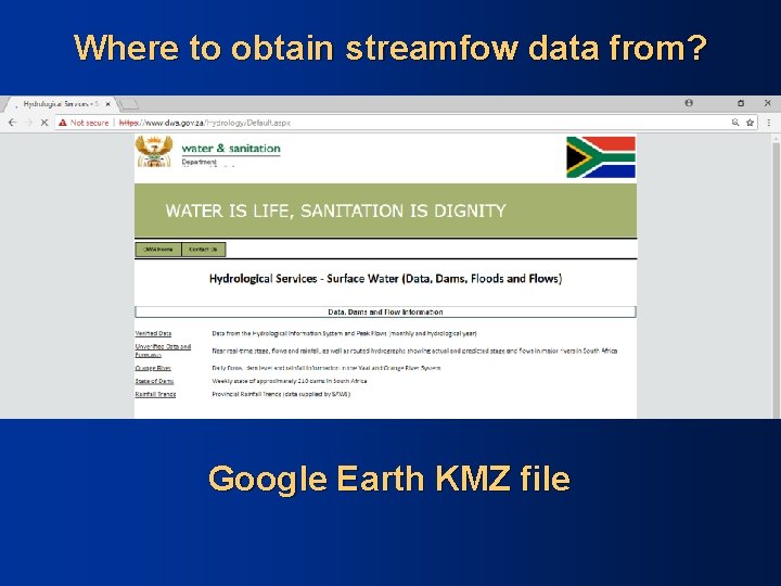 Where to obtain streamfow data from? Google Earth KMZ file 
