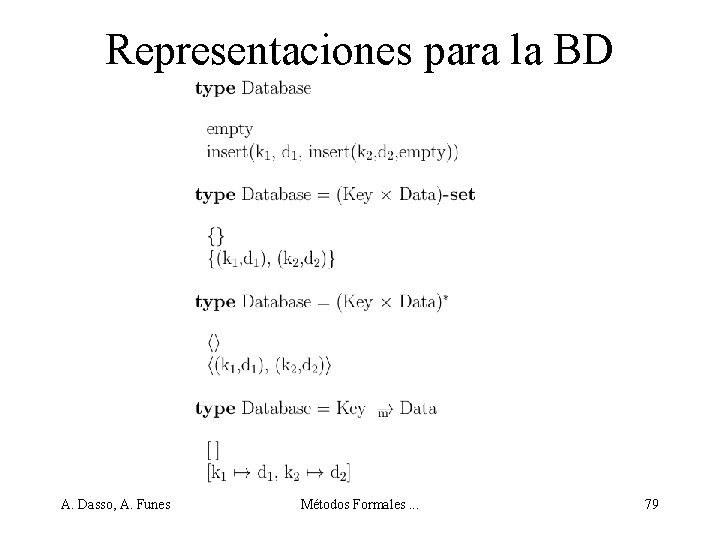Representaciones para la BD A. Dasso, A. Funes Métodos Formales. . . 79 