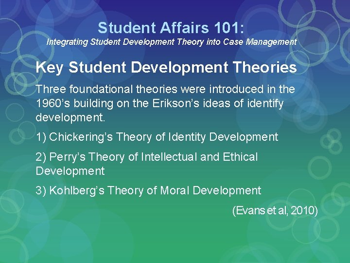 Student Affairs 101 Integrating Student Development Theory into