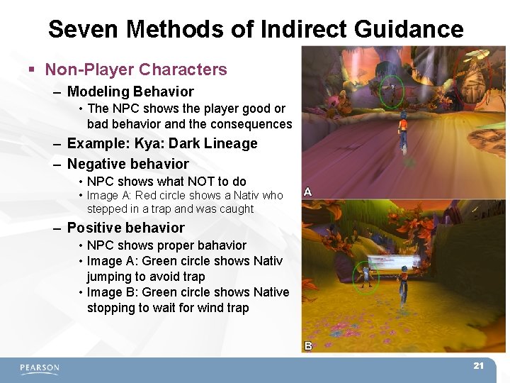 Seven Methods of Indirect Guidance Non-Player Characters – Modeling Behavior • The NPC shows