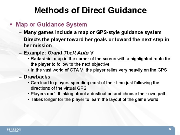 Methods of Direct Guidance Map or Guidance System – Many games include a map
