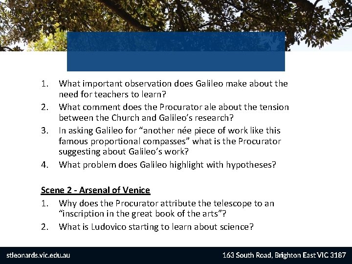 1. What important observation does Galileo make about the need for teachers to learn?