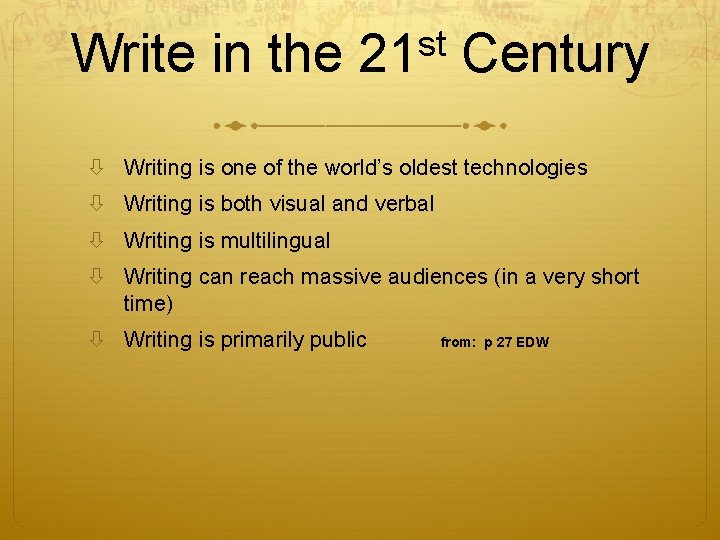 Write in the st 21 Century Writing is one of the world’s oldest technologies