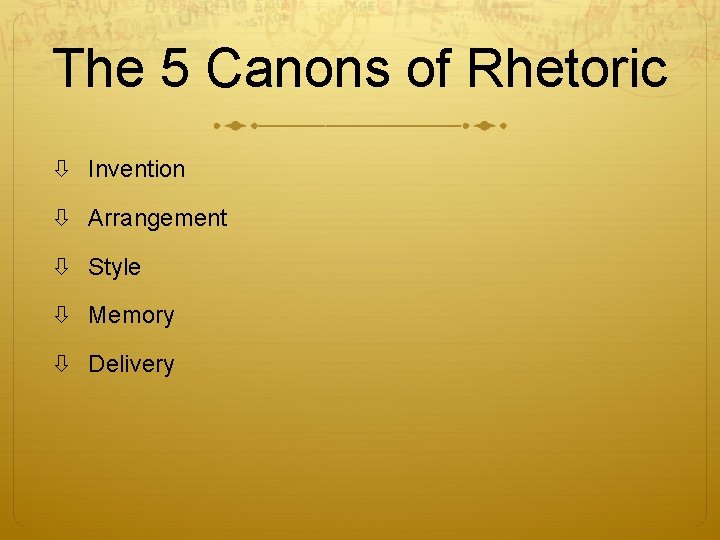 The 5 Canons of Rhetoric Invention Arrangement Style Memory Delivery 