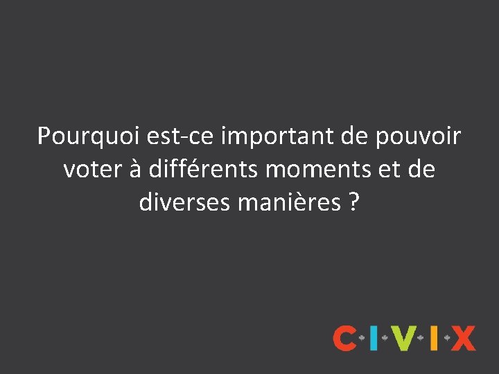 Pourquoi est-ce important de pouvoir voter à différents moments et de diverses manières ?