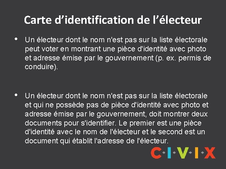 Carte d’identification de l’électeur • Un électeur dont le nom n'est pas sur la