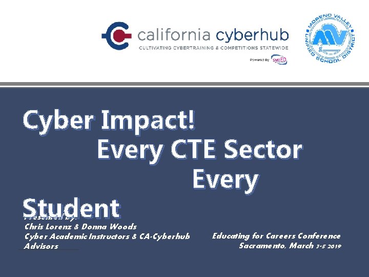 Cyber Impact! Every CTE Sector Every Student Presented by: Chris Lorenz & Donna Woods